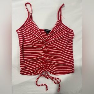 Cropped red and white striped tank top